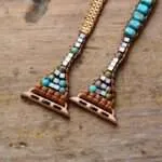Correa Apple Watch bohemia con piedras de jaspe turquesa (3 vueltas)