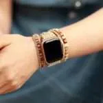 Correa Apple Watch bohemia con piedras de rodonita y jaspe (3 vueltas)