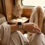 Correa Apple Watch bohemia con piedras de rodonita y jaspe (3 vueltas)