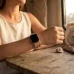 Correa Apple Watch bohemia con piedras de rodonita y jaspe (3 vueltas)