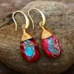 Pendientes boho del supremo nutridor con piedras naturales de jaspe imperial