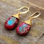 Pendientes boho del supremo nutridor con piedras naturales de jaspe imperial