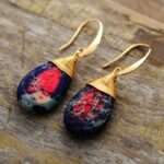 Pendientes boho del supremo nutridor con piedras naturales de jaspe imperial