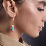 Pendientes boho del supremo nutridor con piedras naturales de jaspe imperial
