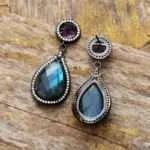 Pendientes de la visión nocturna con piedras la labradorita