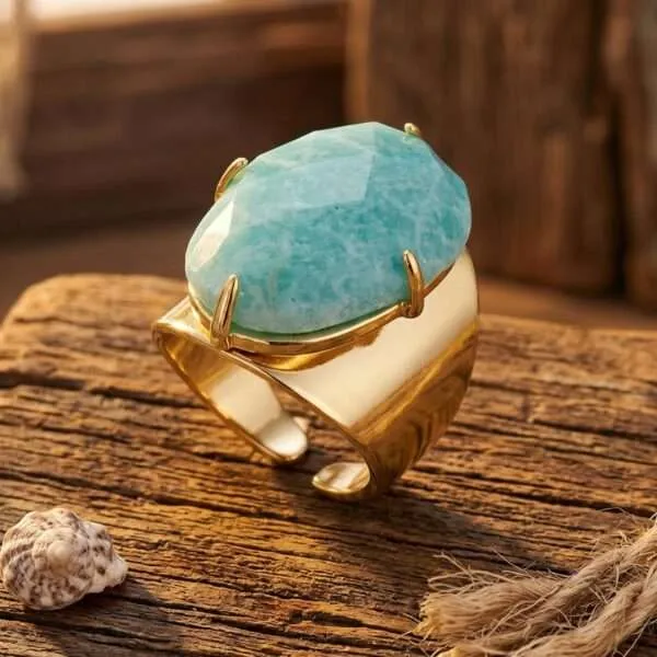 Anillo boho de las buenas decisiones con piedra de amazonita