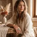 Anillo boho de las buenas decisiones con piedra de amazonita
