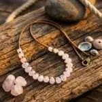 Collar de la conexión con el alma gemela de cuarzo rosa o fluorita