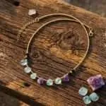 Collar de la conexión con el alma gemela de cuarzo rosa o fluorita