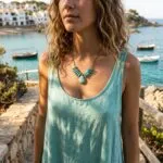 Collar de la etapa de cambio con amazonita y cuentas de jaspe