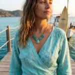 Collar de la etapa de cambio con amazonita y cuentas de jaspe