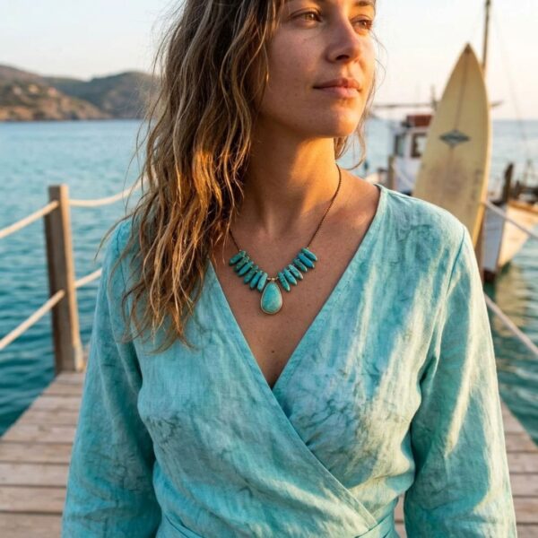 Collar de la etapa de cambio con amazonita y cuentas de jaspe