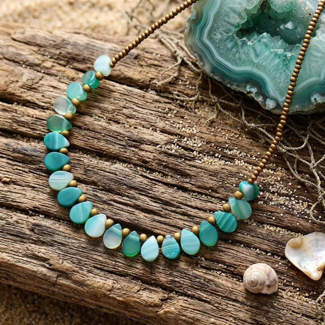 Gargantilla boho con piedras de Ágata y Semillas Gargantilla boho con piedras de Ágata y Semillas