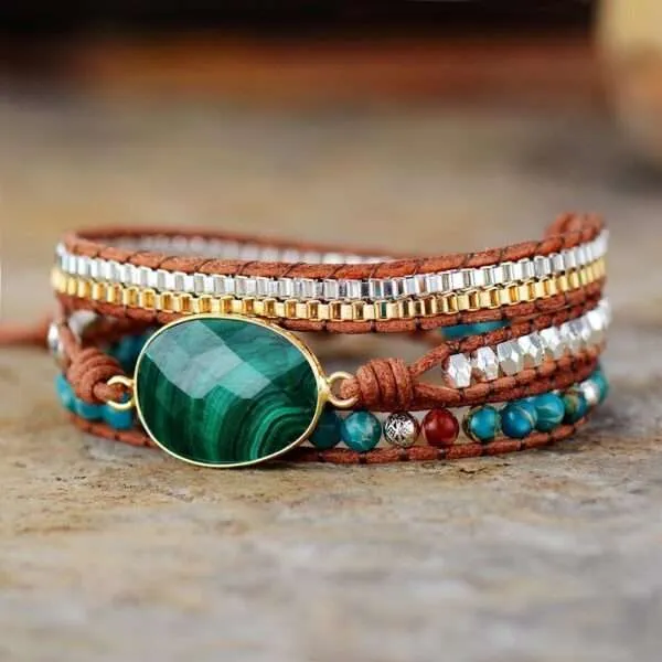 Pulsera de la amplificación de las energías positivas con malaquita