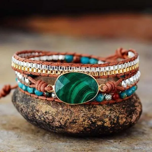 Pulsera de la amplificación de las energías positivas con malaquita