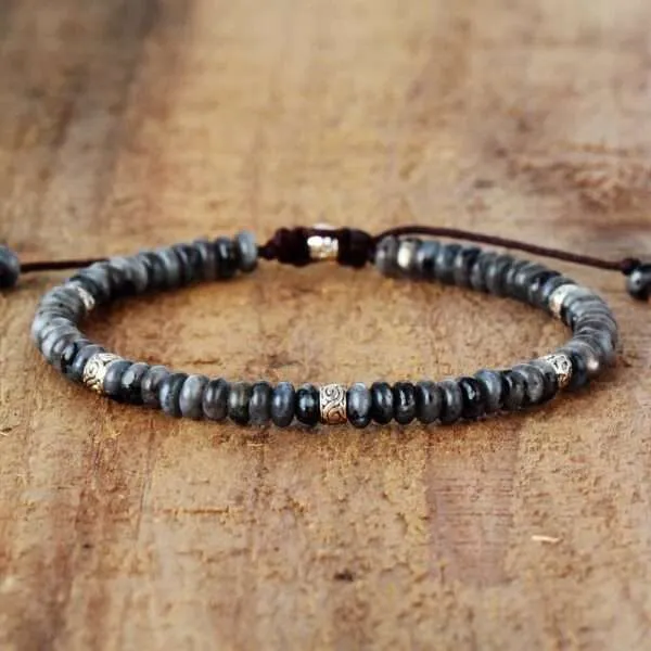 Pulsera bohemia de la serenidad para hombre con piedras naturales de jaspe