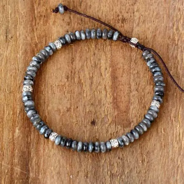 Pulsera bohemia de la serenidad para hombre con piedras naturales de jaspe