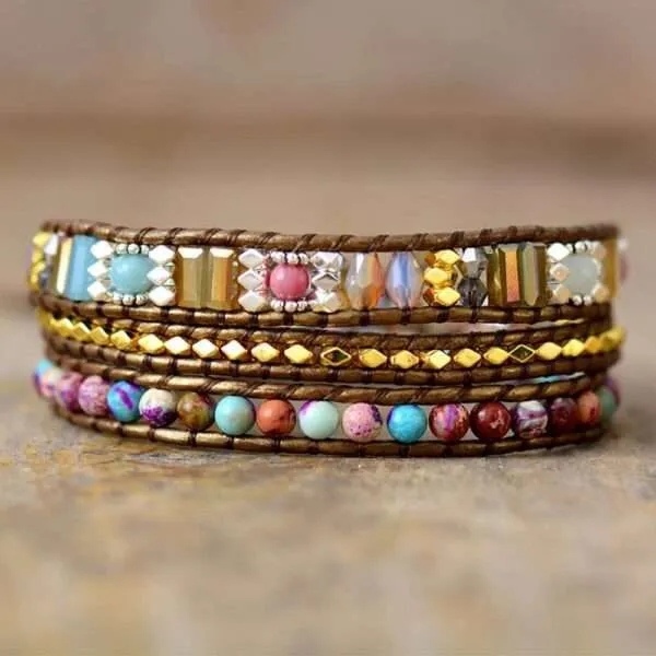 Pulsera étnica de la alineación del aura con piedras de jaspe