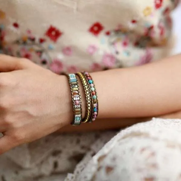 Pulsera étnica de la alineación del aura con piedras de jaspe