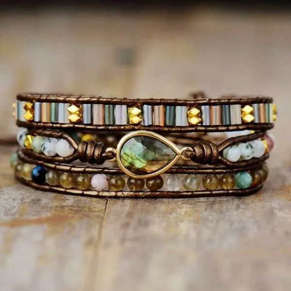 Pulsera del templo de las estrellas de labradorita