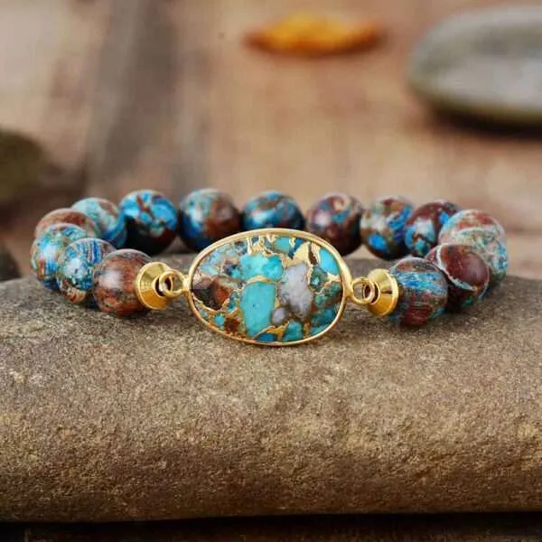 Pulsera tibetana de la unificación con piedras naturales de jaspe