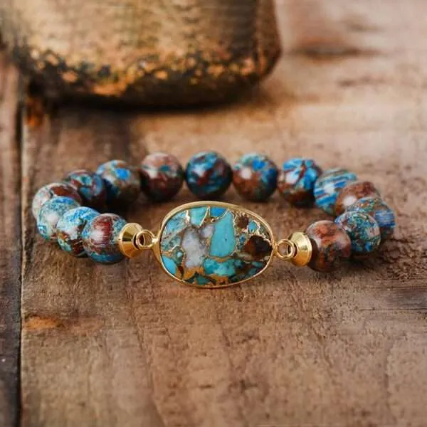 Pulsera tibetana de la unificación con piedras naturales de jaspe