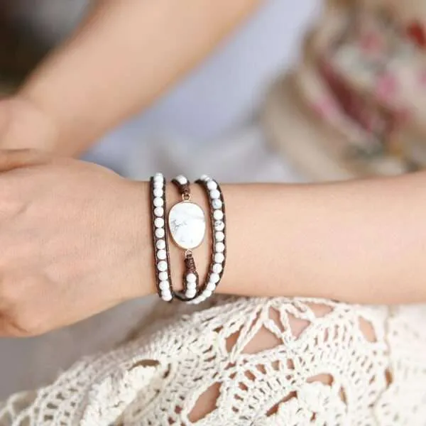 Pulsera del alivio al insomnio con piedras energéticas de howlita