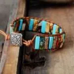 Pulsera de la correcta visión de la vida con piedras naturales de jaspe y turquesa