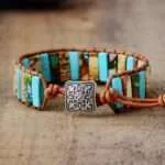 Pulsera de la correcta visión de la vida con piedras naturales de jaspe y turquesa