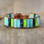 Pulsera de la correcta visión de la vida con piedras naturales de jaspe y turquesa