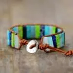 Pulsera de la correcta visión de la vida con piedras naturales de jaspe y turquesa