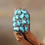 Anillo boho de la protección del alma con hematita e incrustaciones de turquesa