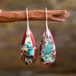 Pendientes boho chic del equilibrio en las emociones con piedras de jaspe