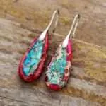 Pendientes boho chic del equilibrio en las emociones con piedras de jaspe