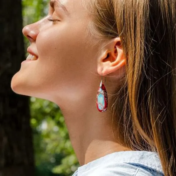 Pendientes boho chic del equilibrio en las emociones con piedras de jaspe