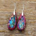 Pendientes boho chic del equilibrio en las emociones con piedras de jaspe