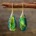 Pendientes boho chic del equilibrio en las emociones con piedras de jaspe