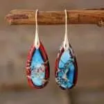 Pendientes boho chic del equilibrio en las emociones con piedras de jaspe