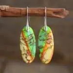 Pendientes boho chic de los viajes cuánticos con piedras de jaspe