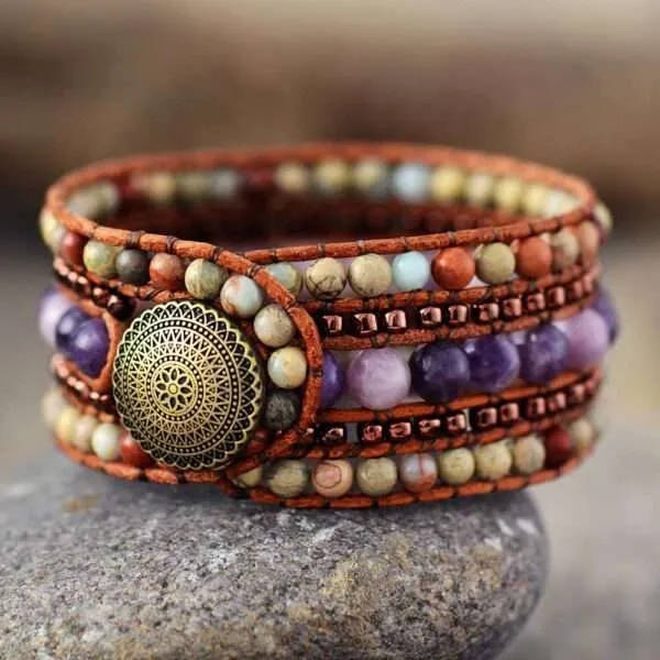 Pulsera arabesca de los jardines de la Alhambra con piedras de jaspe