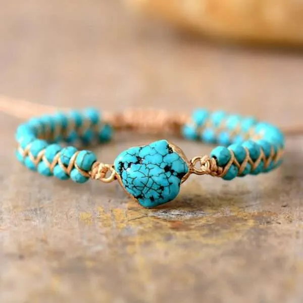 Pulsera boho de la disipación de la bruma electromagnética con piedras de turquesa