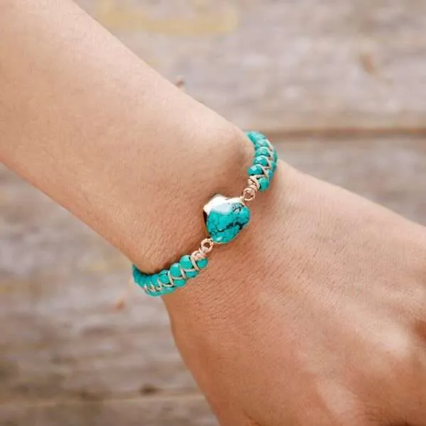 Pulsera boho de la disipación de la bruma electromagnética con piedras de turquesa