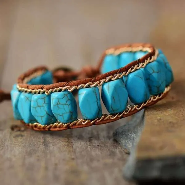 Pulsera de la comunicación con el mundo físico y espiritual con turquesas