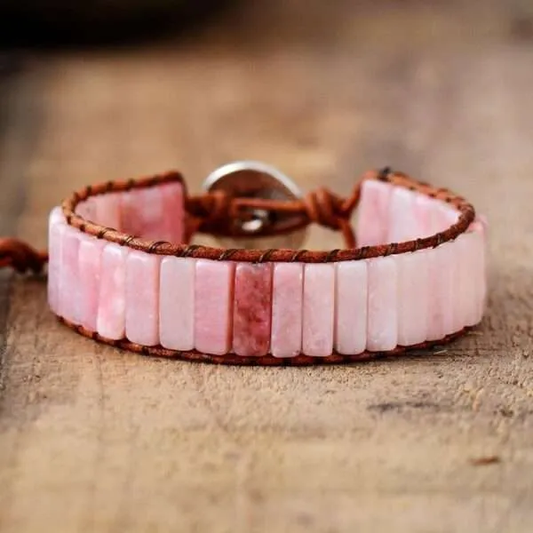Pulsera de la vida bohemia de Montmartre con ópalo rosa y jaspe