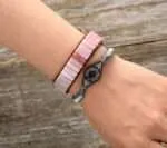 Pulsera de la vida bohemia de Montmartre con ópalo rosa y jaspe