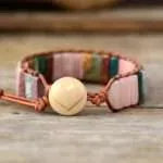 Pulsera de la vida bohemia de Montmartre con ópalo rosa y jaspe