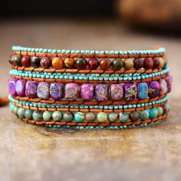 Pulsera vintage de la estimulación a la imaginación con piedras de jaspe