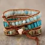 Pulsera vintage de la felicidad con piedras naturales de jaspe y amazonita