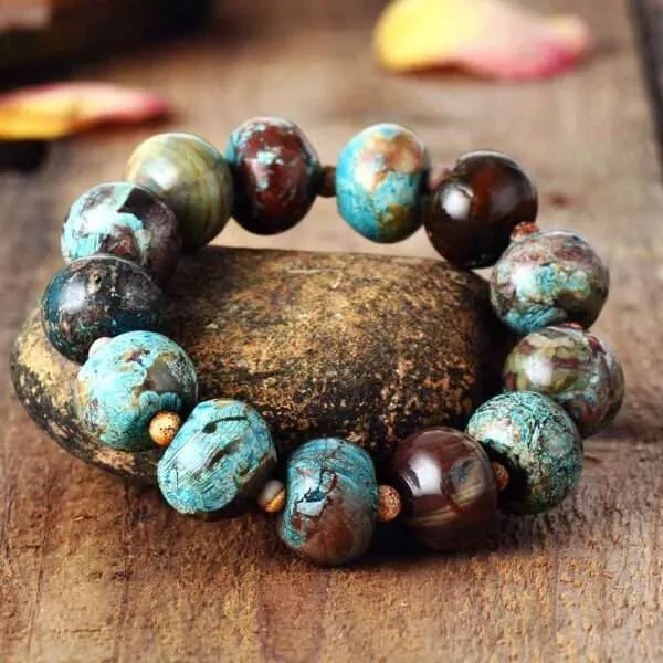 Pulsera para yoga y meditación del volcán dormido con piedras naturales