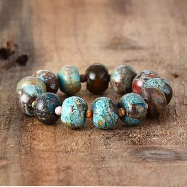 Pulsera para yoga y meditación del volcán dormido con piedras naturales